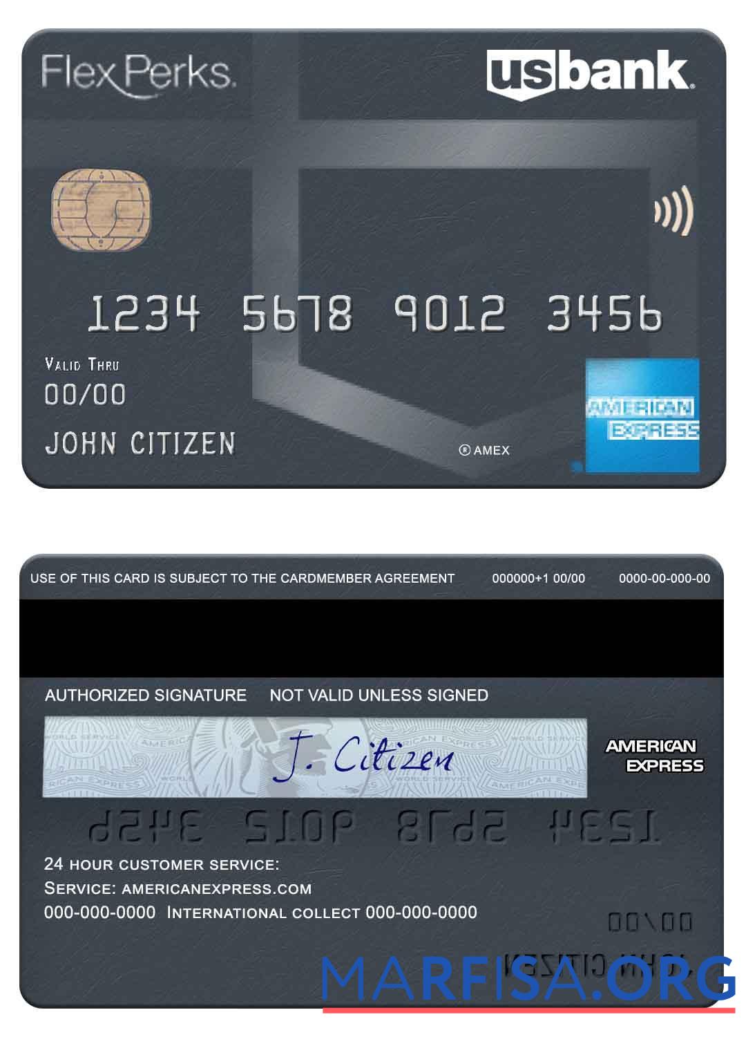 Blank USA U.S. Bank FlexPerks Reserve Amex Card example